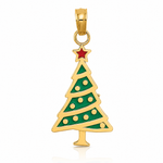 14K Enamel Green Christmas Tree w/ Red Star Charm - Lifestyle View