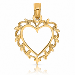 14K Heart w/ Lace Trim Charm - Lifestyle View