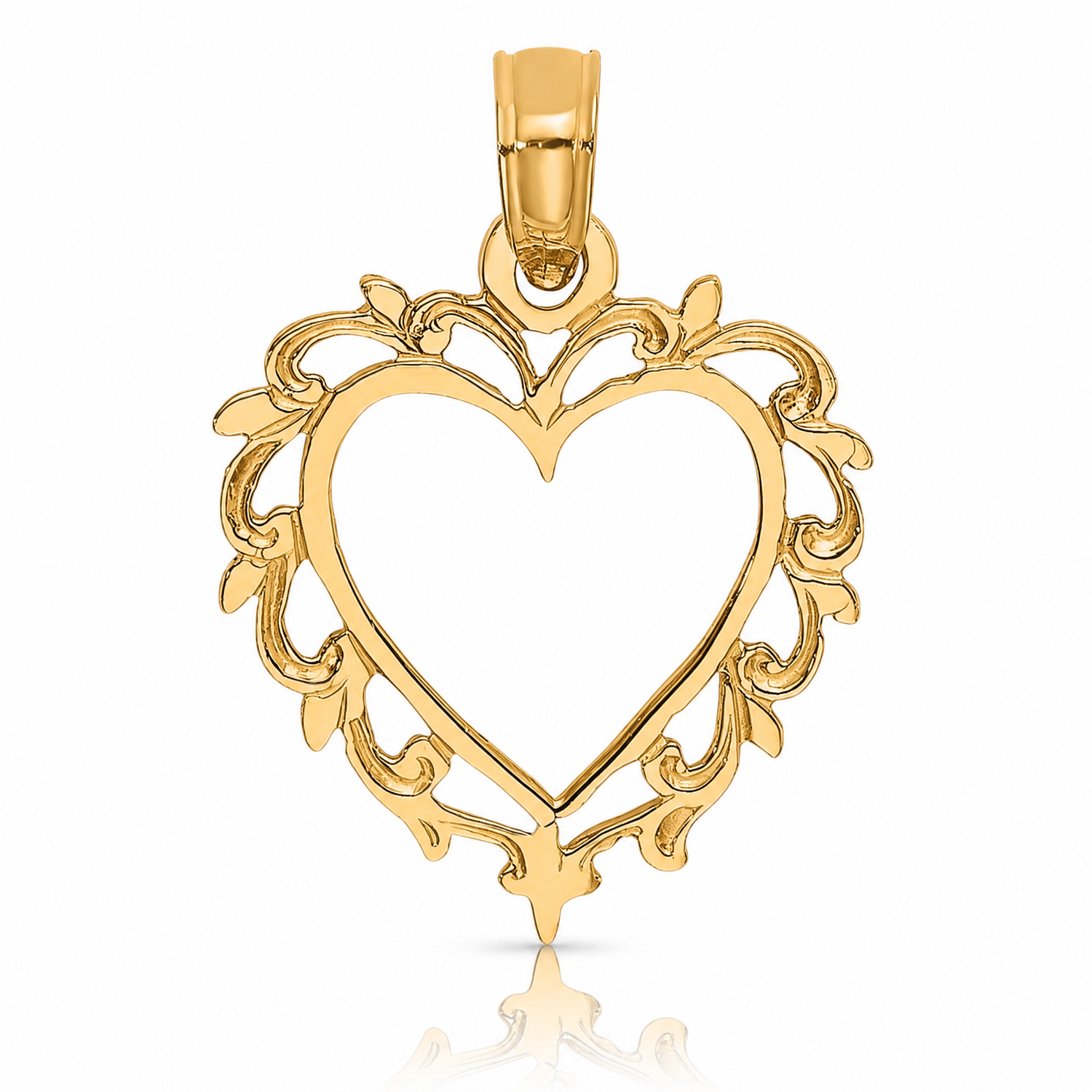 14K Heart w/ Lace Trim Charm - Lifestyle View
