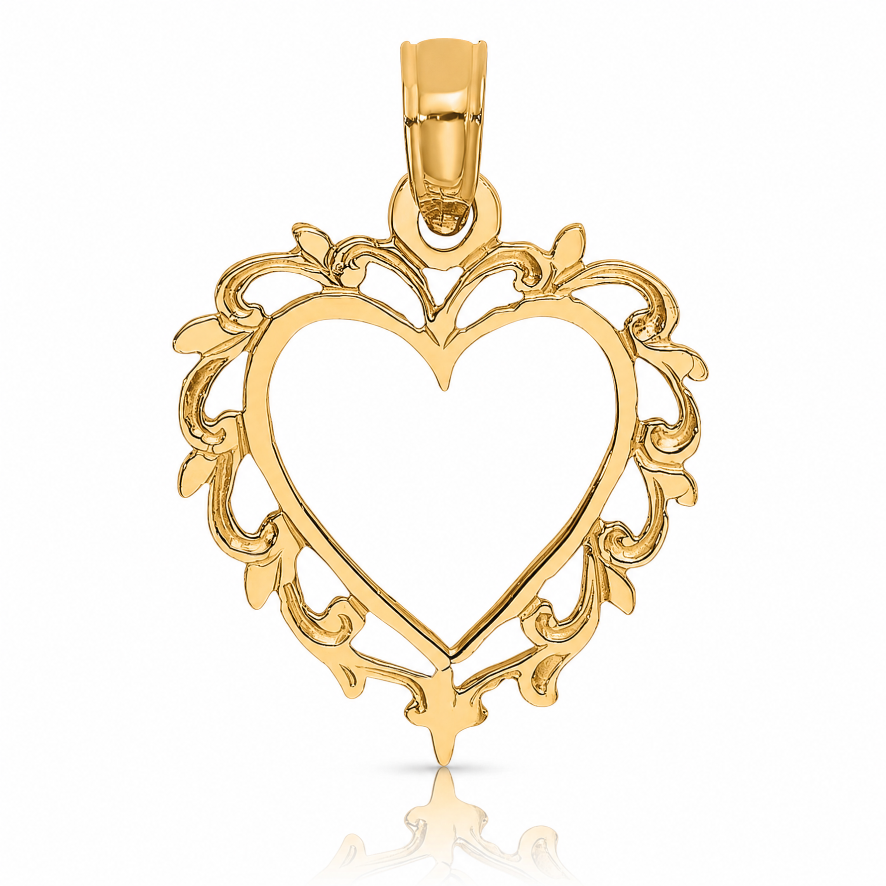 14K Heart w/ Lace Trim Charm - Lifestyle View