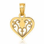 14K Polished Filigree Heart Pendant - Lifestyle View