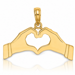 14K Hands Forming a Heart Charm - Lifestyle View