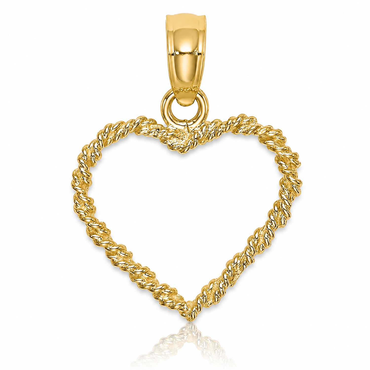 14k 3D Rope Heart Pendant - Lifestyle View