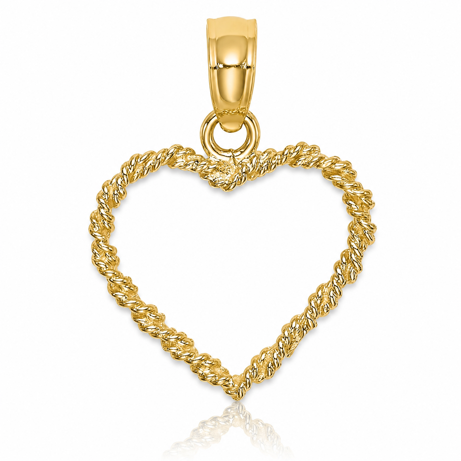 14k 3D Rope Heart Pendant - Lifestyle View