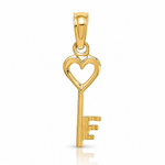 14K 3D Key w/ Heart Charm - Lifestyle View