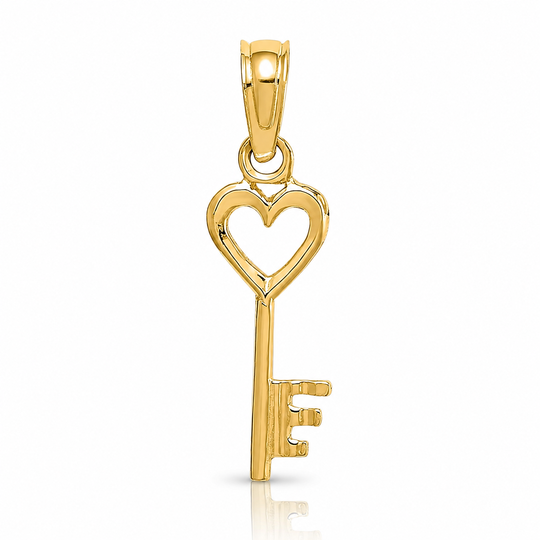 14K 3D Key w/ Heart Charm - Lifestyle View