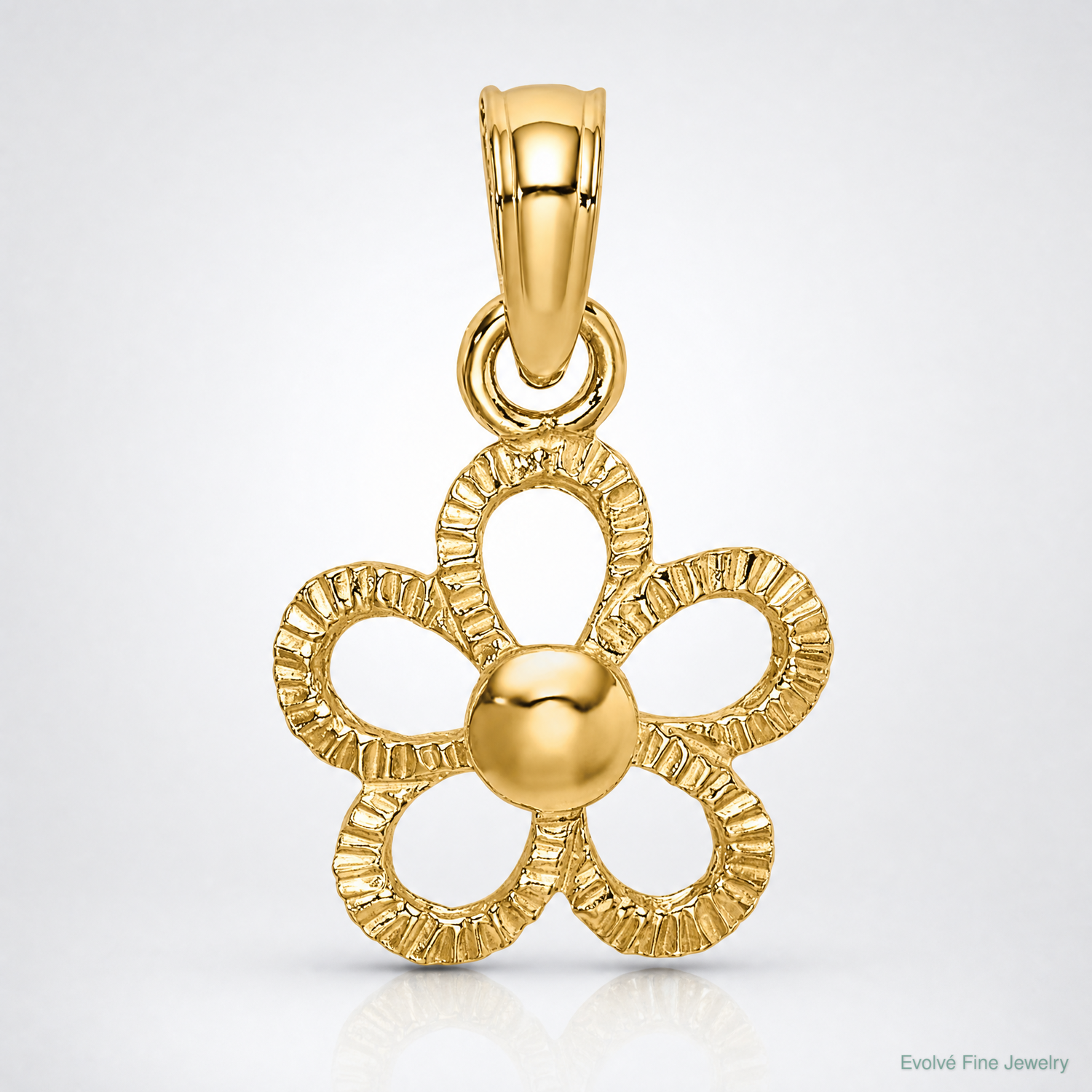 14k Mini Daisy Flower Charm - Lifestyle View