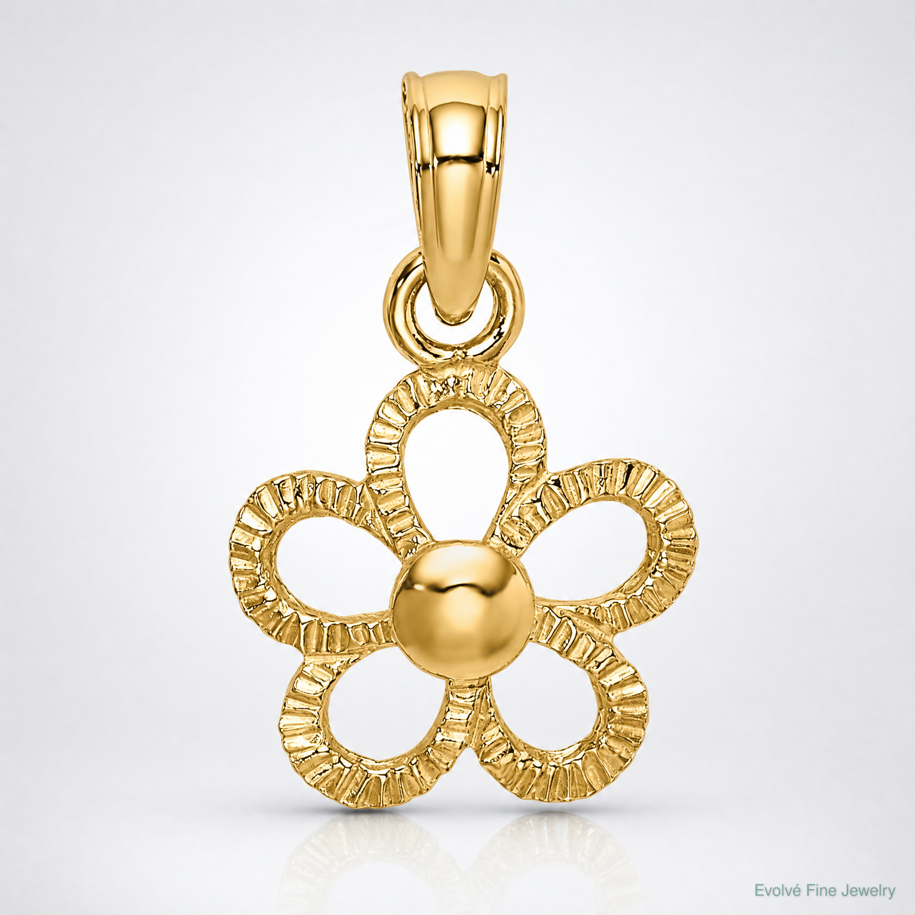 14k Mini Daisy Flower Charm - Lifestyle View