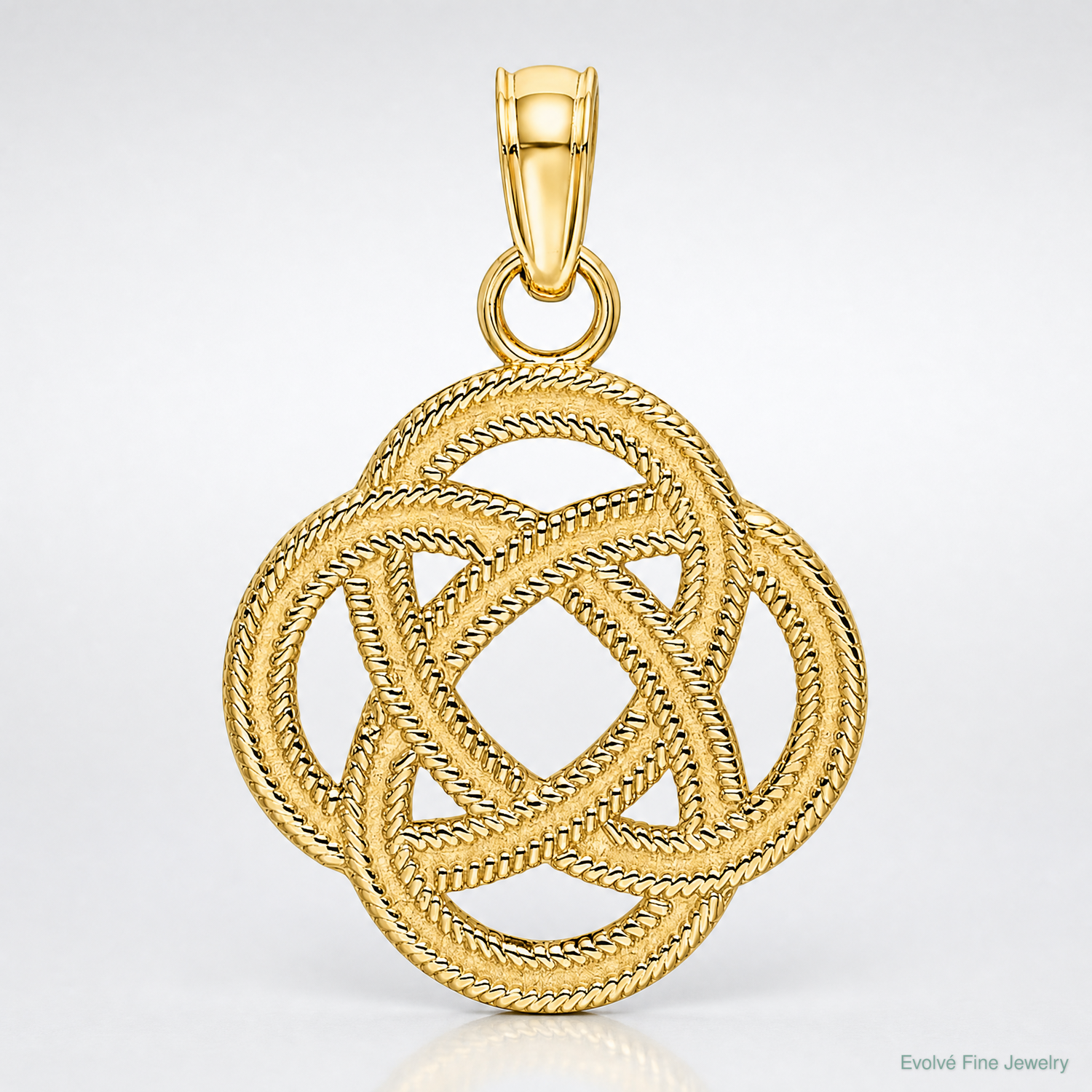 14K Small Celtic Eternity Knot Circle Charm - Lifestyle View