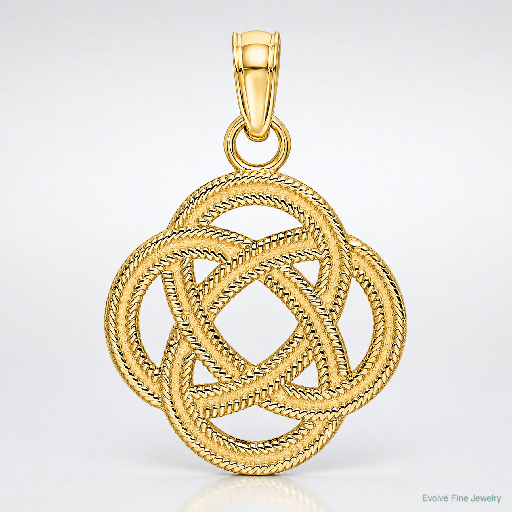 14K Small Celtic Eternity Knot Circle Charm - Lifestyle View