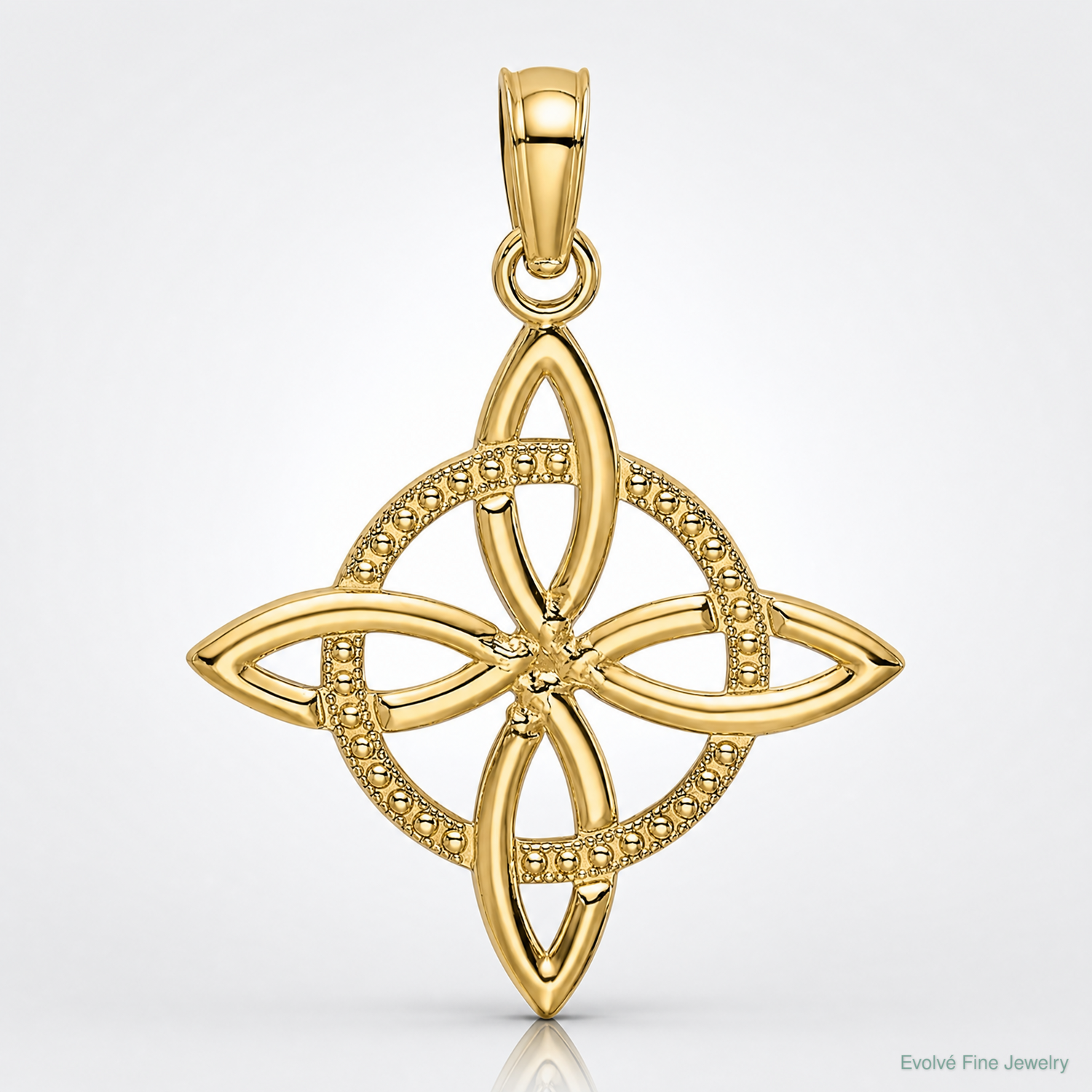 14k Small Celtic Eternity Knot Charm - Lifestyle View