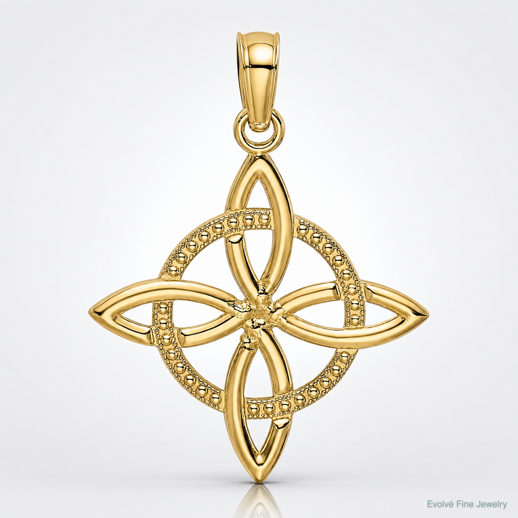 14k Small Celtic Eternity Knot Charm - Lifestyle View