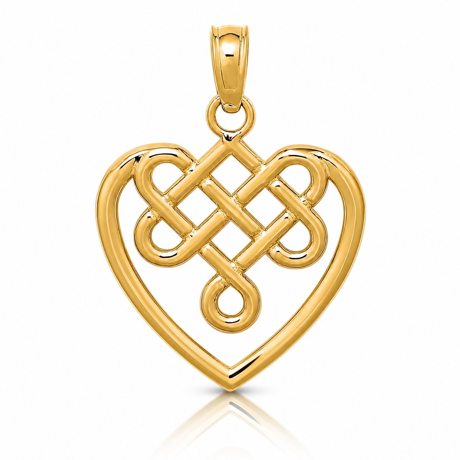 14K Small Celtic Knot Heart Charm - Lifestyle View