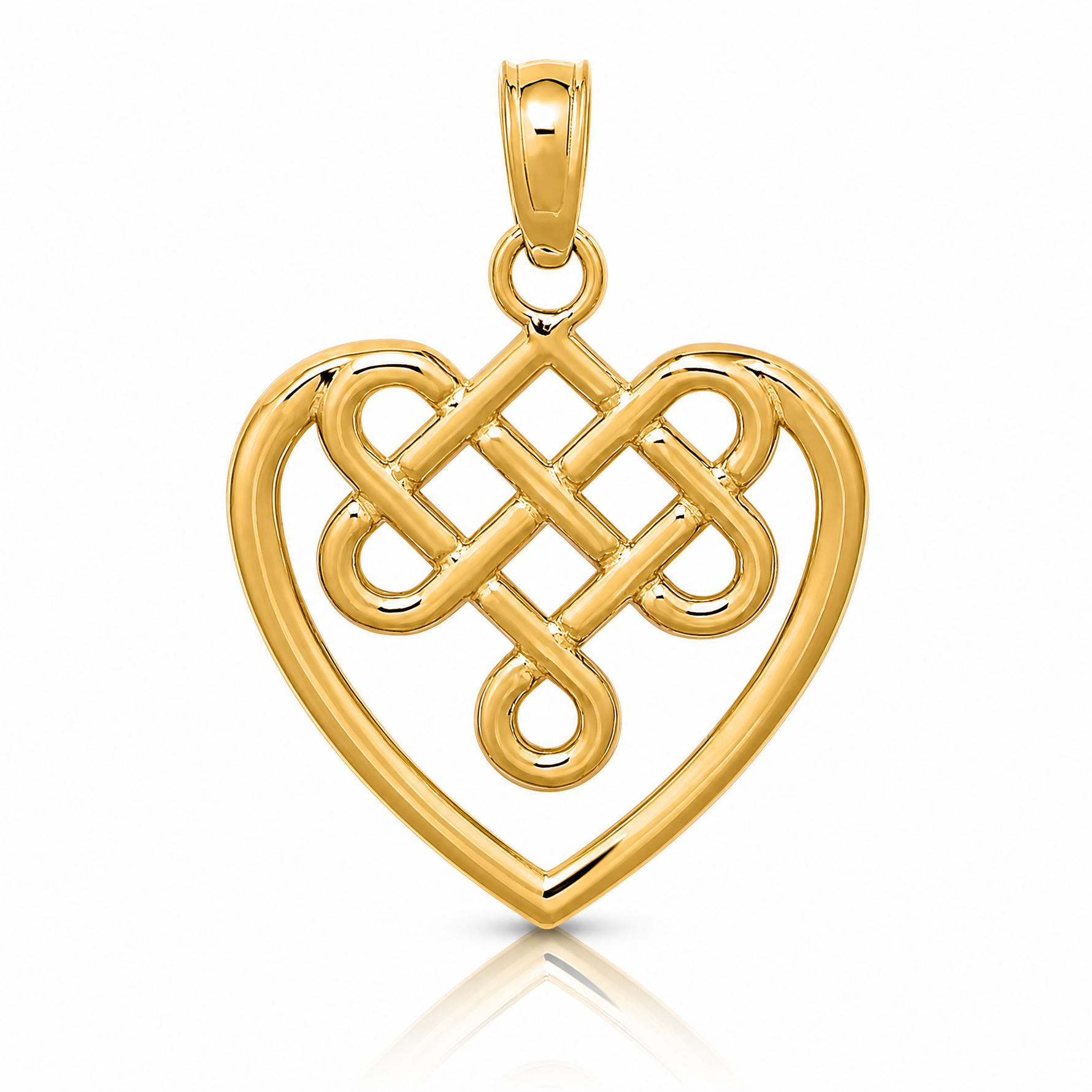 14K Small Celtic Knot Heart Charm - Lifestyle View