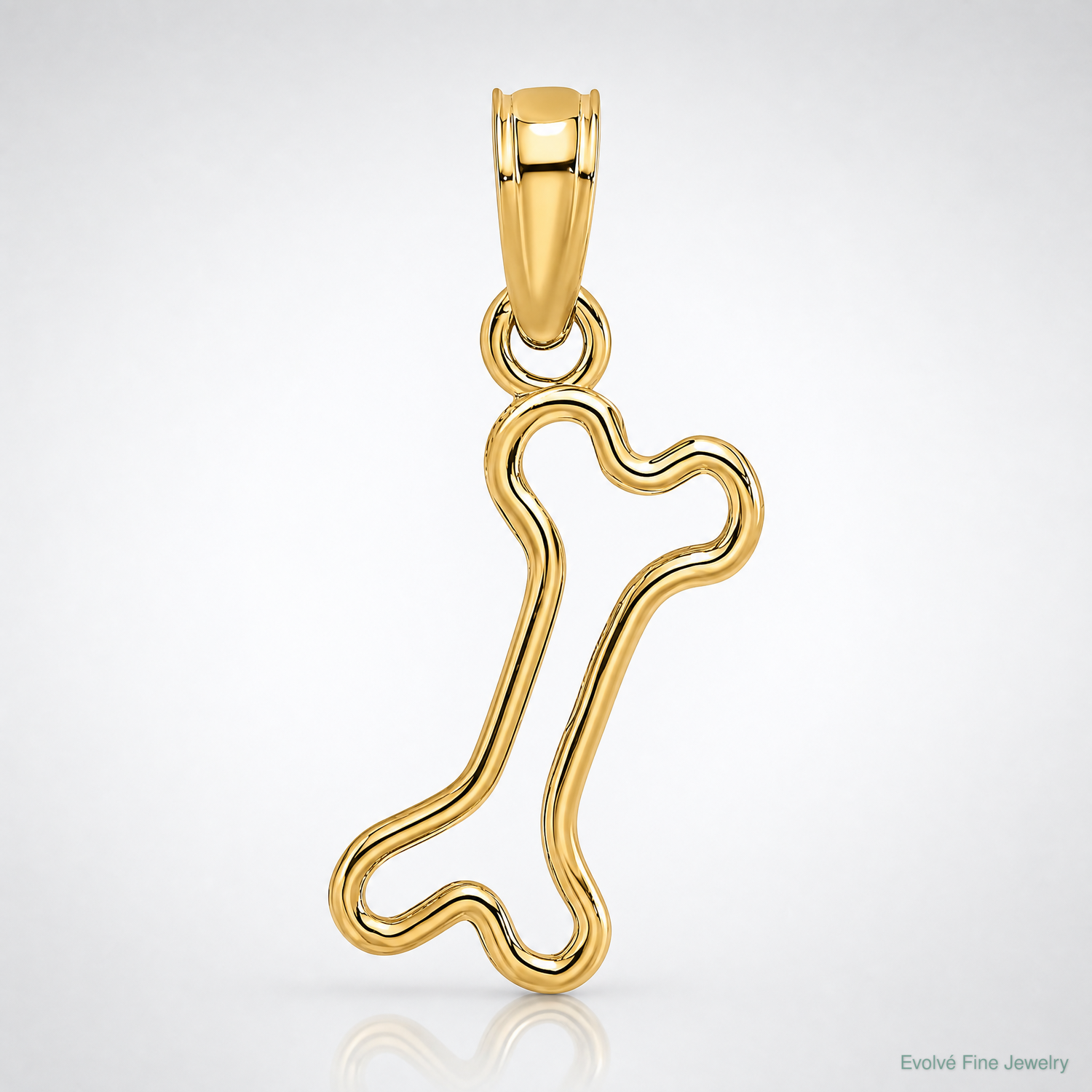 14K Cut-Out Polished Mini Dog Bone Charm - Lifestyle View