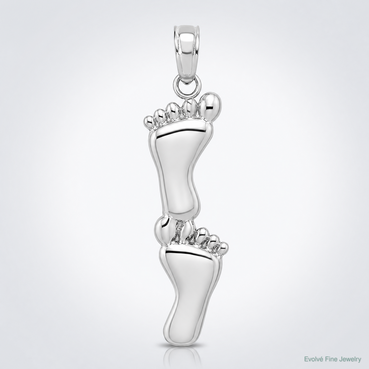 14K White Gold Polished Double Vertical Feet Charm - Lifestyle View
