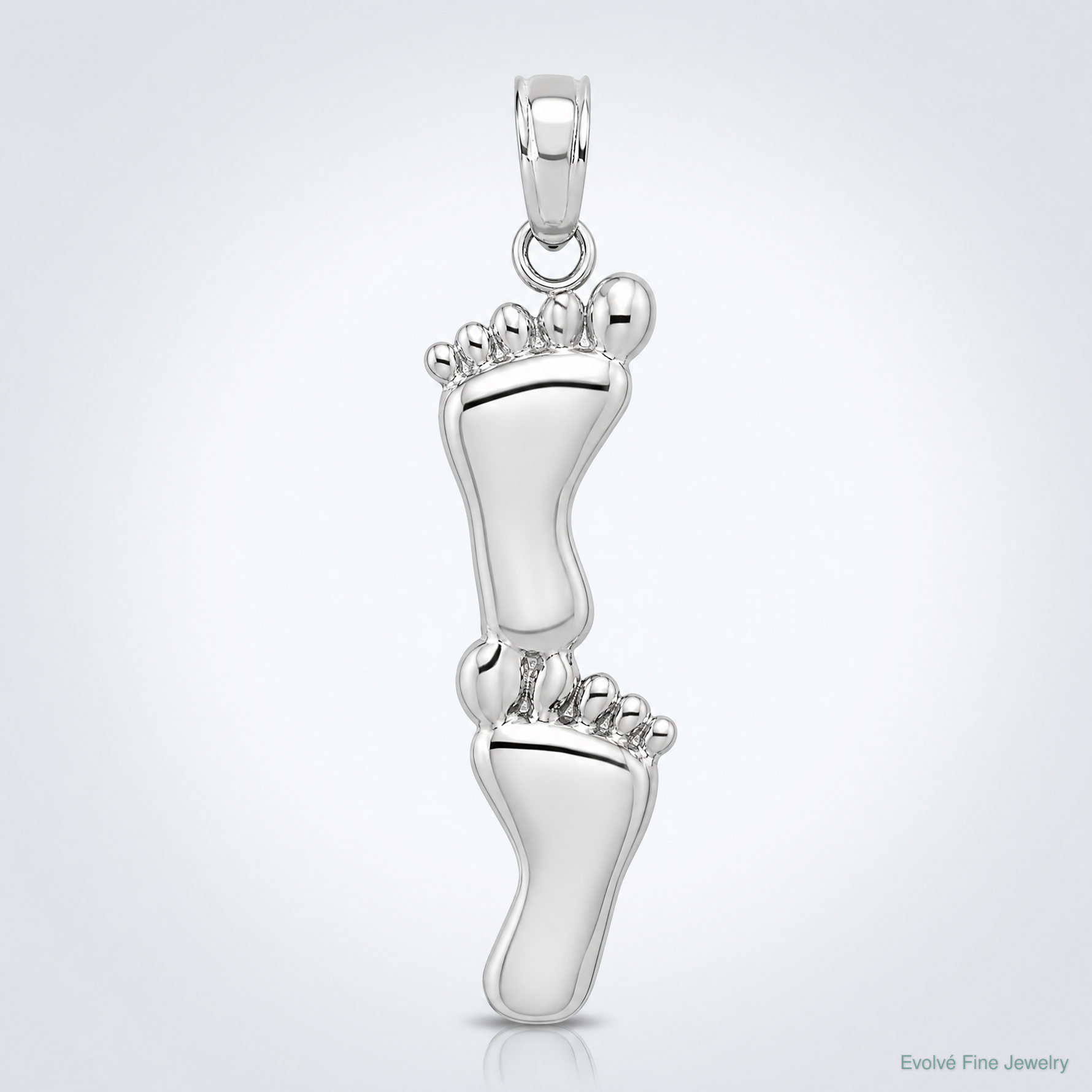 14K White Gold Polished Double Vertical Feet Charm - Lifestyle View