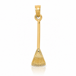 14K 3-D Leaf Rake Garden Tool Charm - Lifestyle View