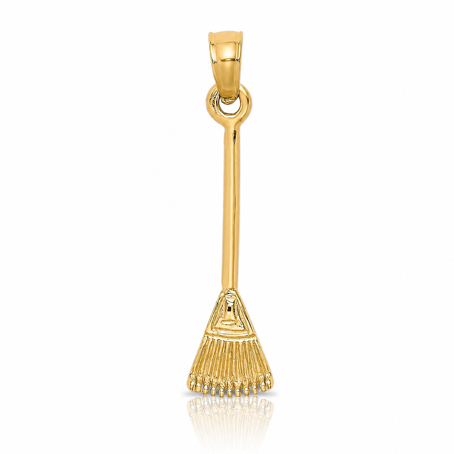 14K 3-D Leaf Rake Garden Tool Charm - Lifestyle View