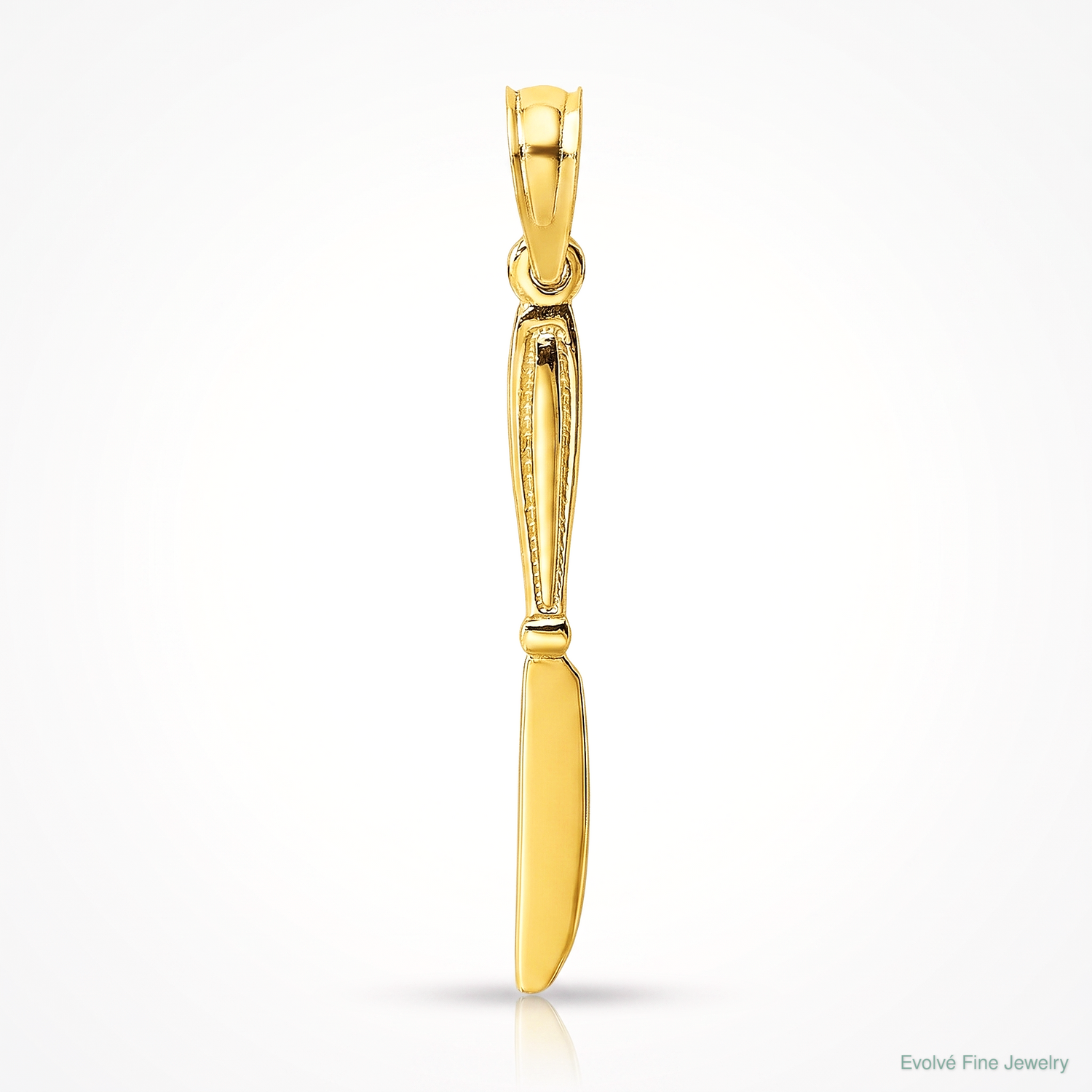14K 3-D Polished Table Knife Charm - Lifestyle View