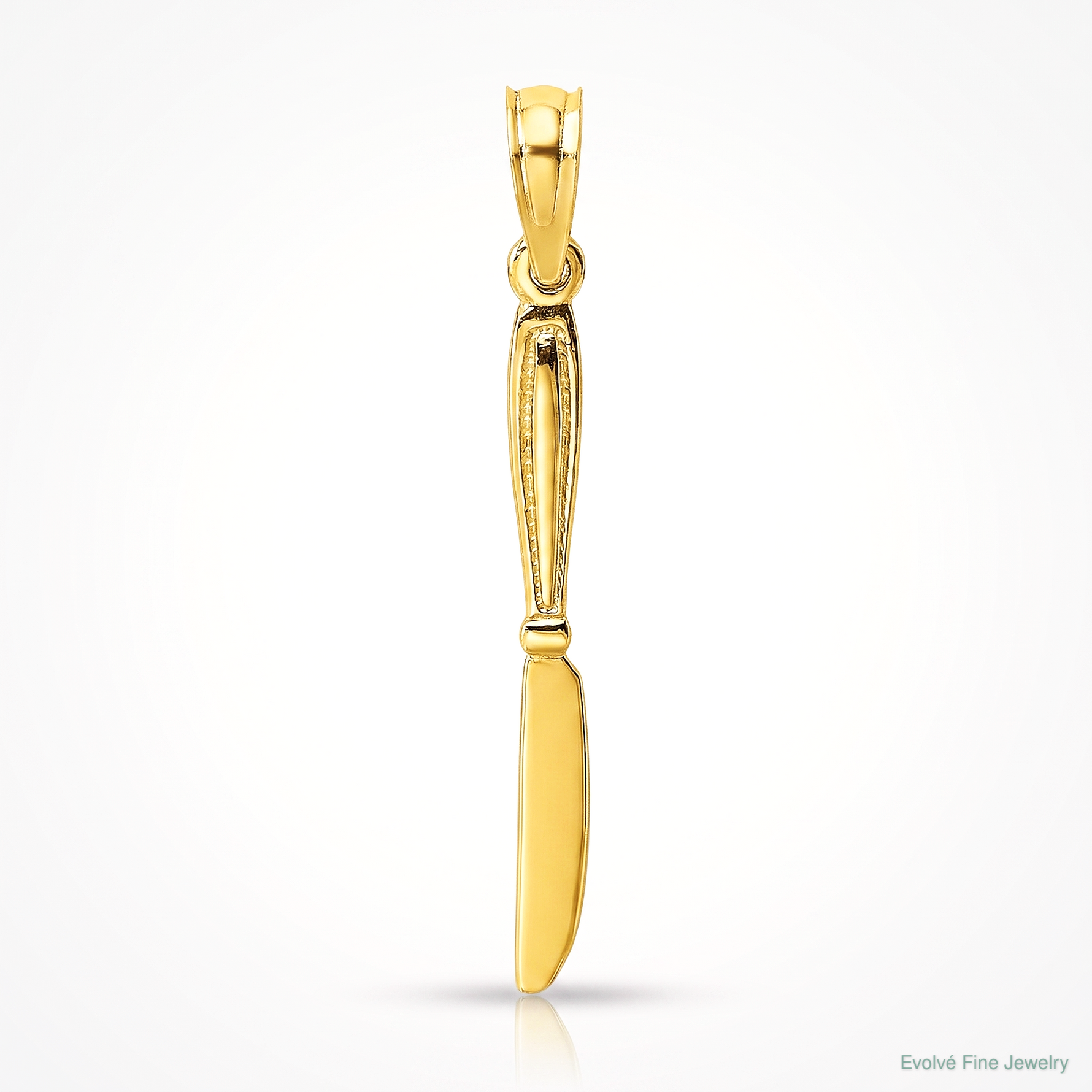 14K 3-D Polished Table Knife Charm - Lifestyle View