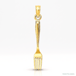 14K 3-D and Polished Table Fork Charm - Lifestyle View