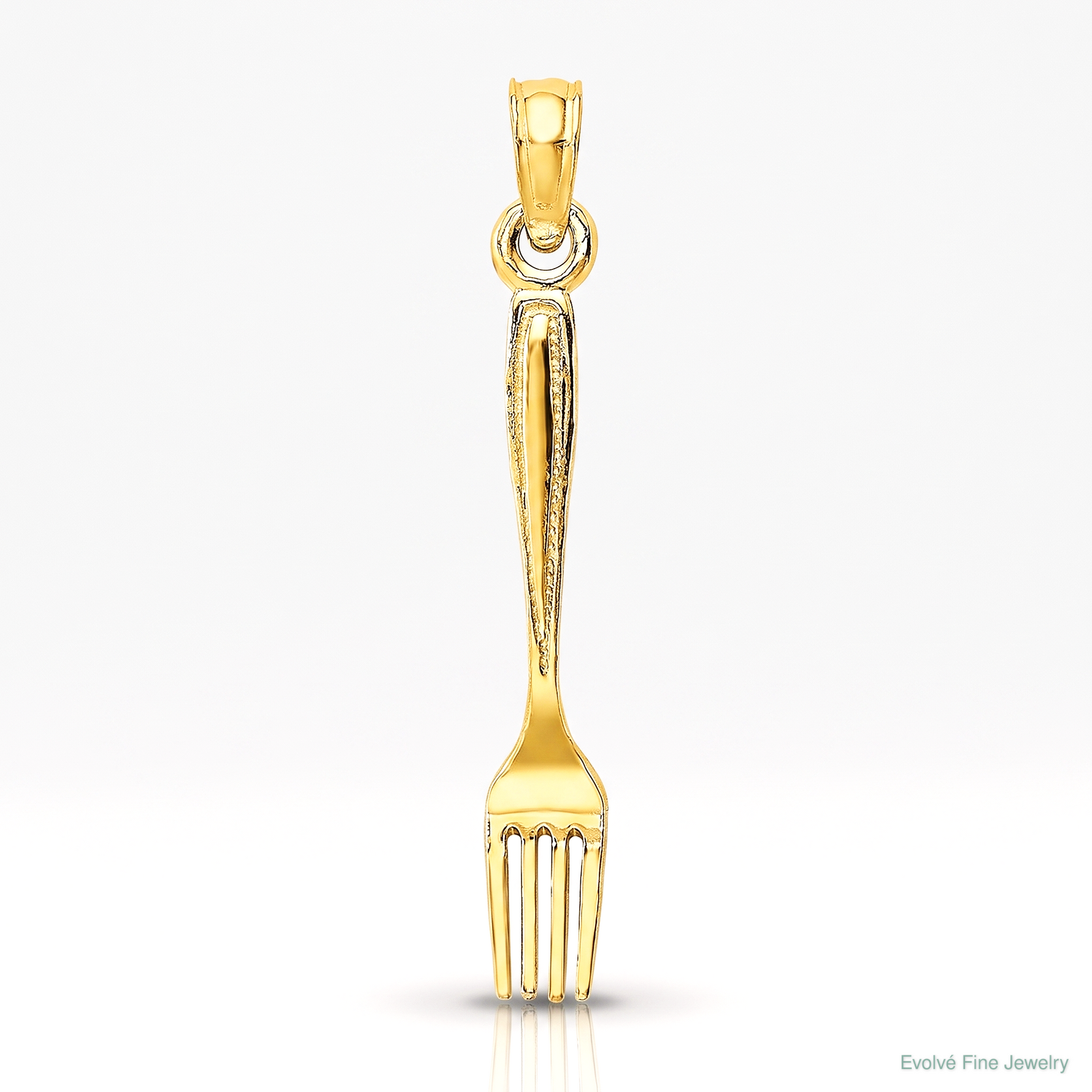 14K 3-D and Polished Table Fork Charm - Lifestyle View