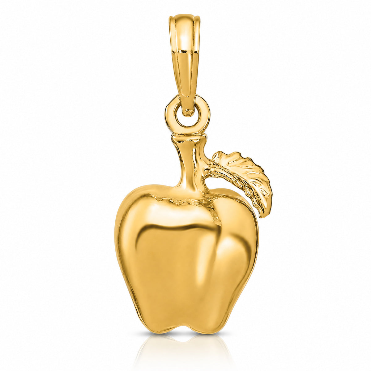 14K 3-D Apple W/ Stem and Leaf Charm - Lifestyle View