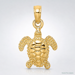 14K 3-D Mini Sea Turtle Charm - Lifestyle View