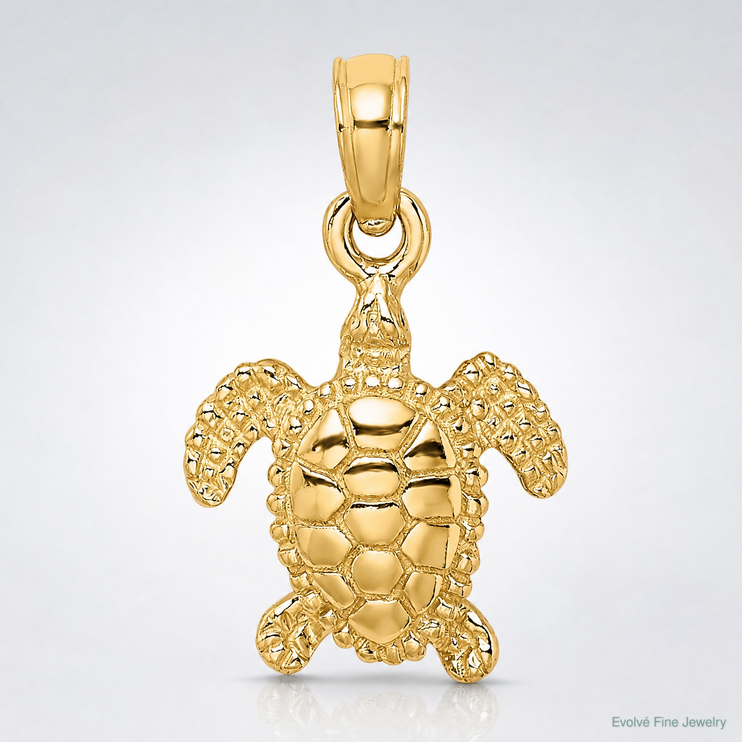 14K 3-D Mini Sea Turtle Charm - Lifestyle View