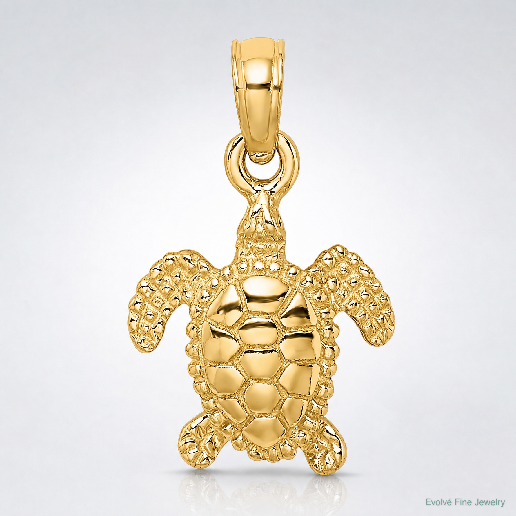 14K 3-D Mini Sea Turtle Charm - Lifestyle View