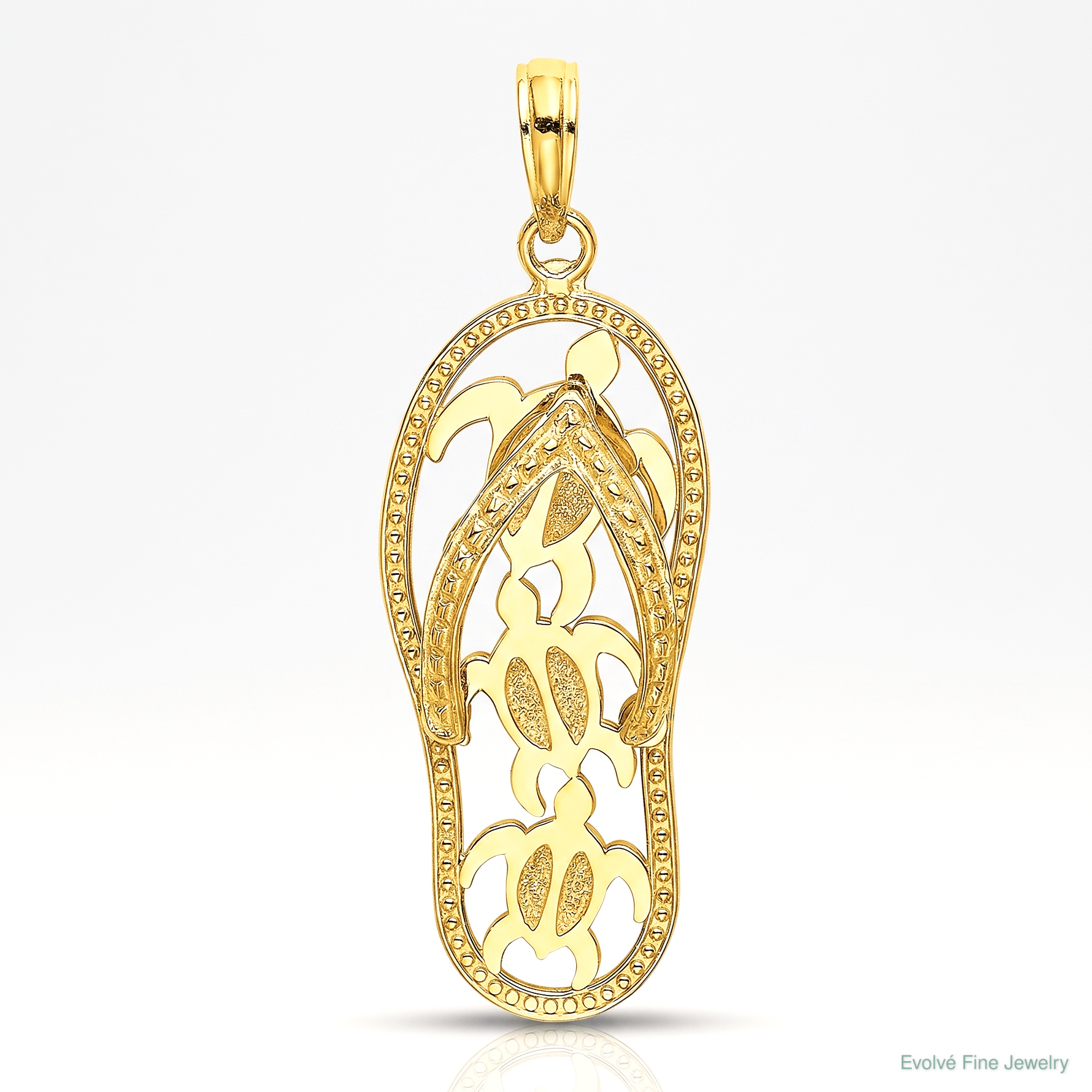 14K Triple Turtle Flip-Flop Charm - Lifestyle View