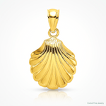 14K Polished 2-D Scallop Shell Charm - Lifestyle View