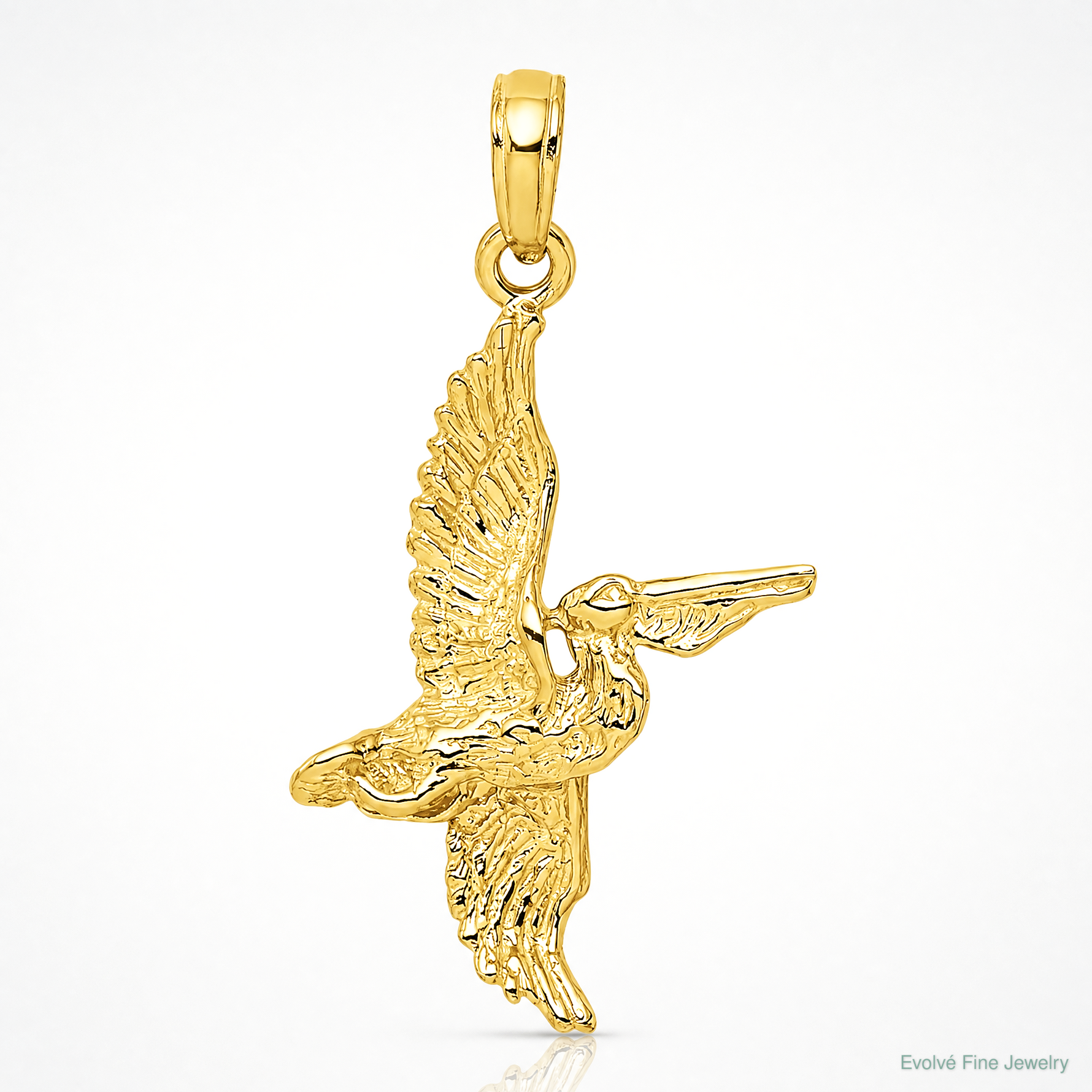 14K 3-D Pelican Flying Charm - Lifestyle View