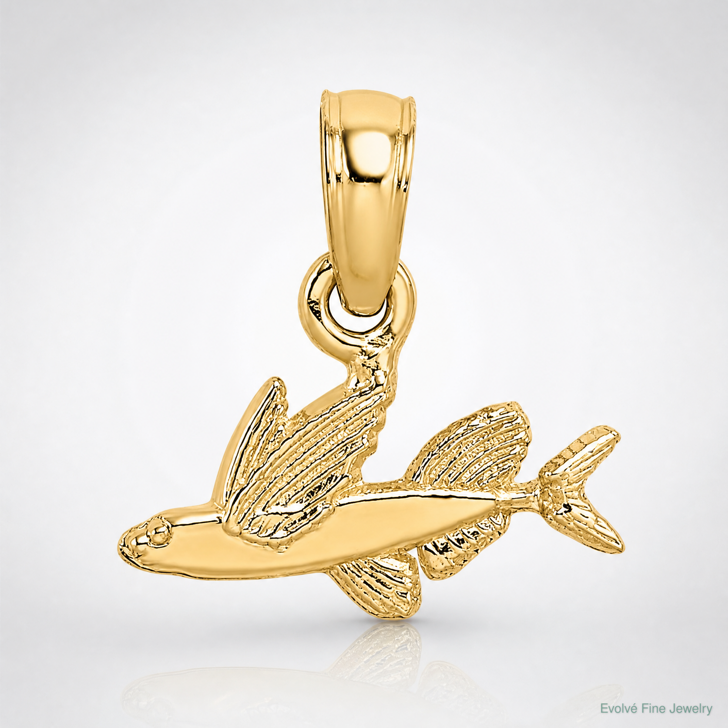 14K Mini Flying Fish Charm - Lifestyle View