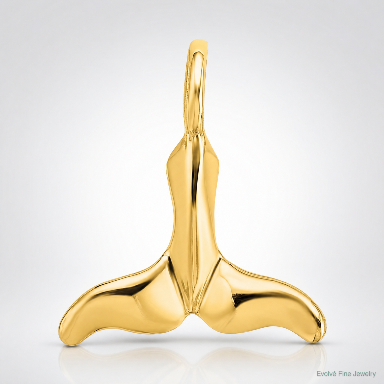 14K Polished Mini Whale Tail Charm - Lifestyle View