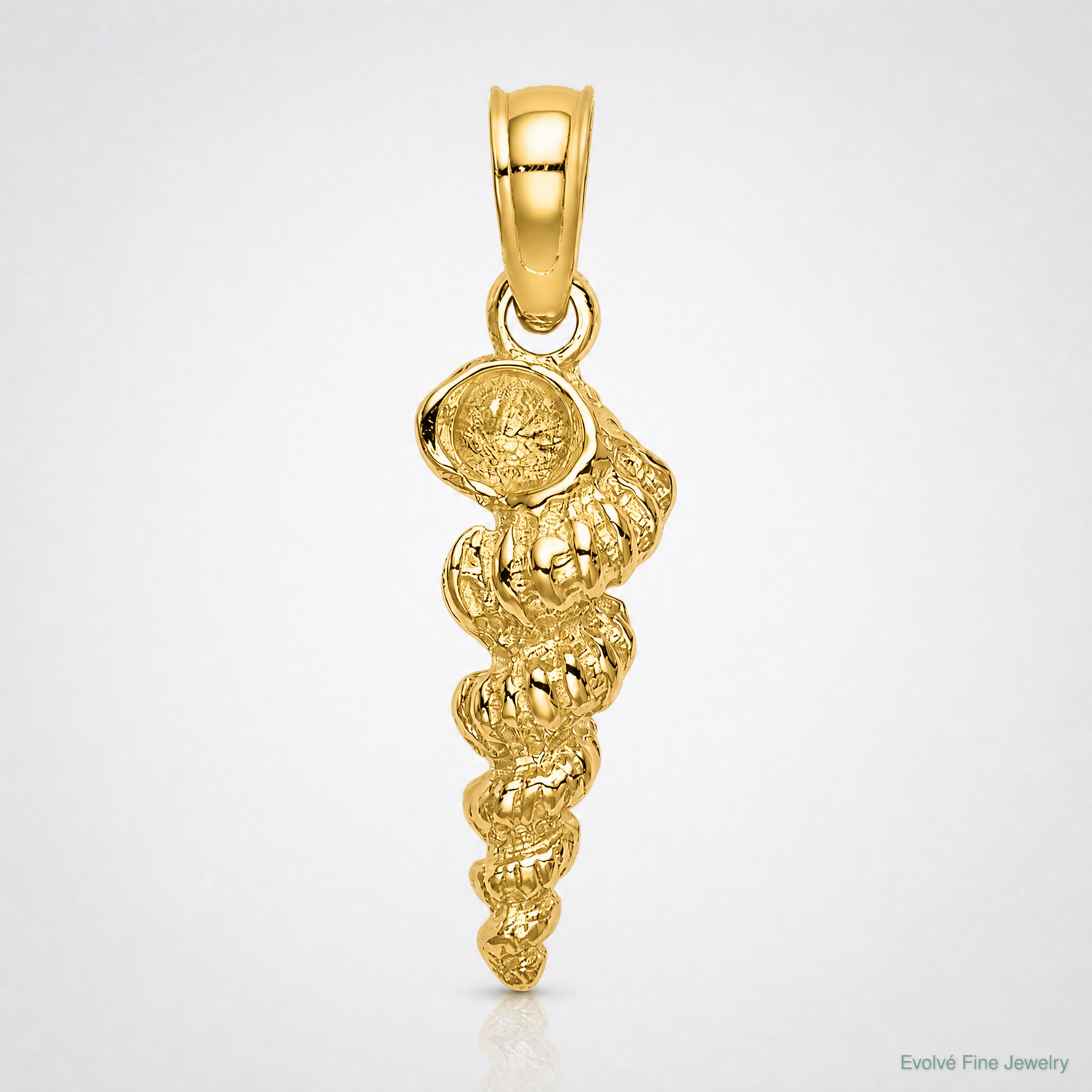 14K 3-D Mini Common Wentletrap Shell Charm - Lifestyle View