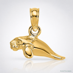 14K 3-D Polished Mini Manatee Charm - Lifestyle View