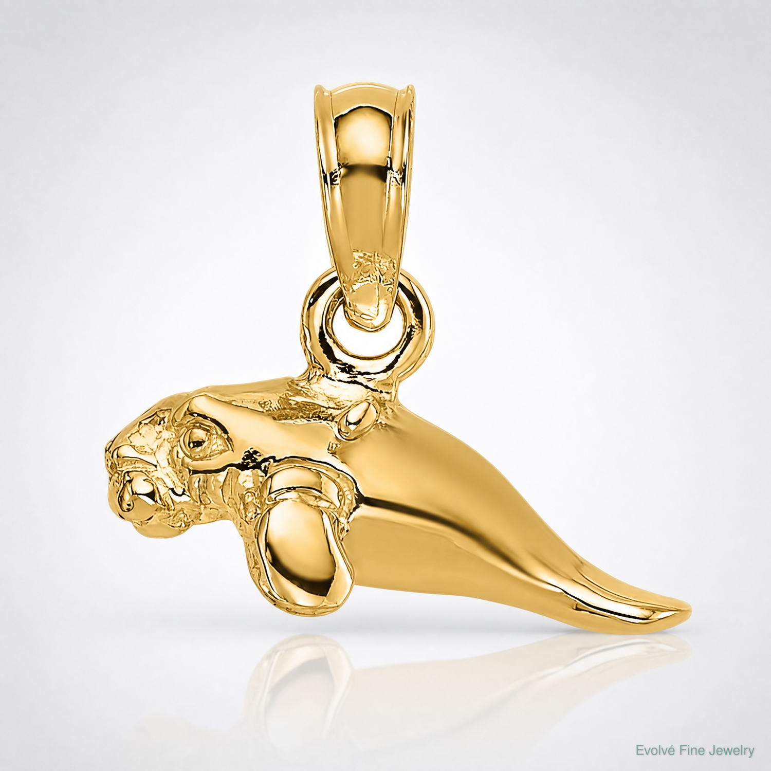 14K 3-D Polished Mini Manatee Charm - Lifestyle View