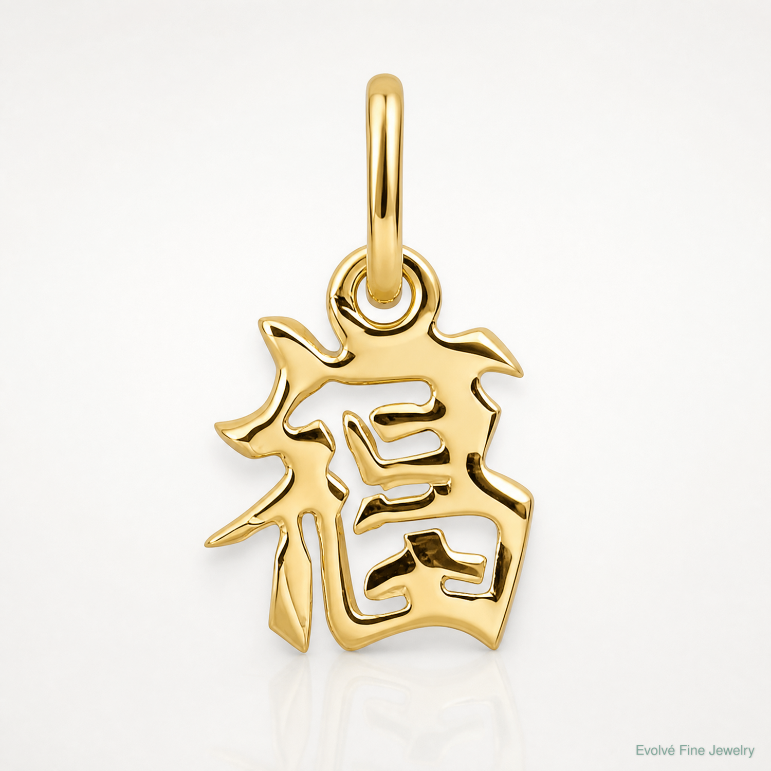 14k Chinese Symbol Good Luck Charm - Lifestyle View