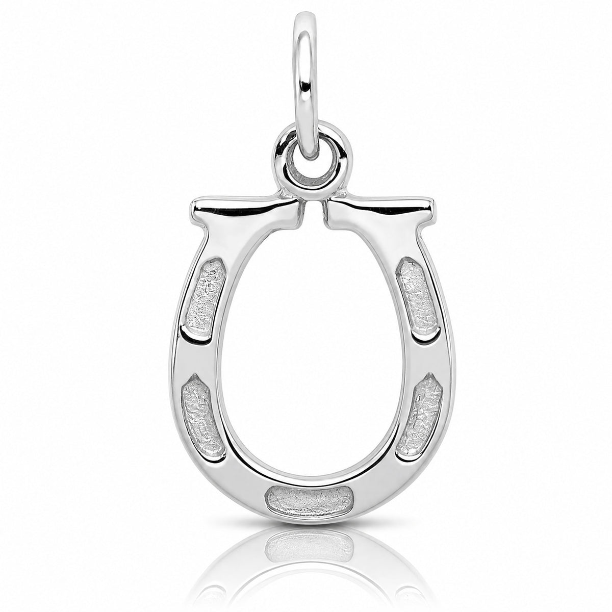 14k White Gold Solid Polished Horseshoe Charm - Lifestyle View