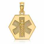 14K Caduceus Textured Back Medical Charm - Lifestyle View