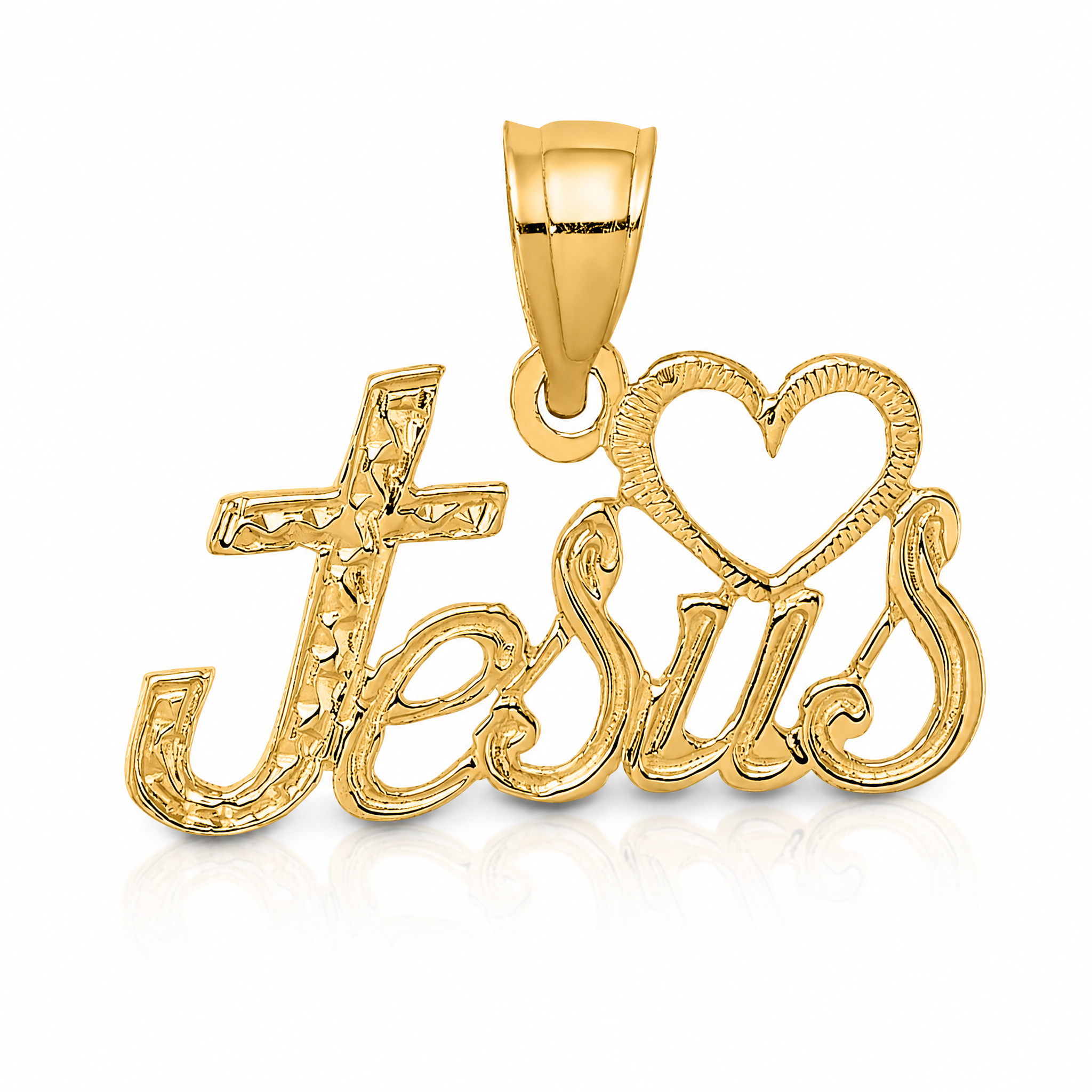 14K LOVE JESUS Script Charm - Lifestyle View