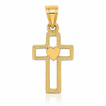 14K Cut-Out Cross w/ Heart Charm - Lifestyle View