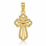 14K Cut-Out Polished and Textured Cross Charm - Lifestyle View