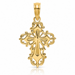 14K Cut-Out Delicate Cross Charm - Lifestyle View