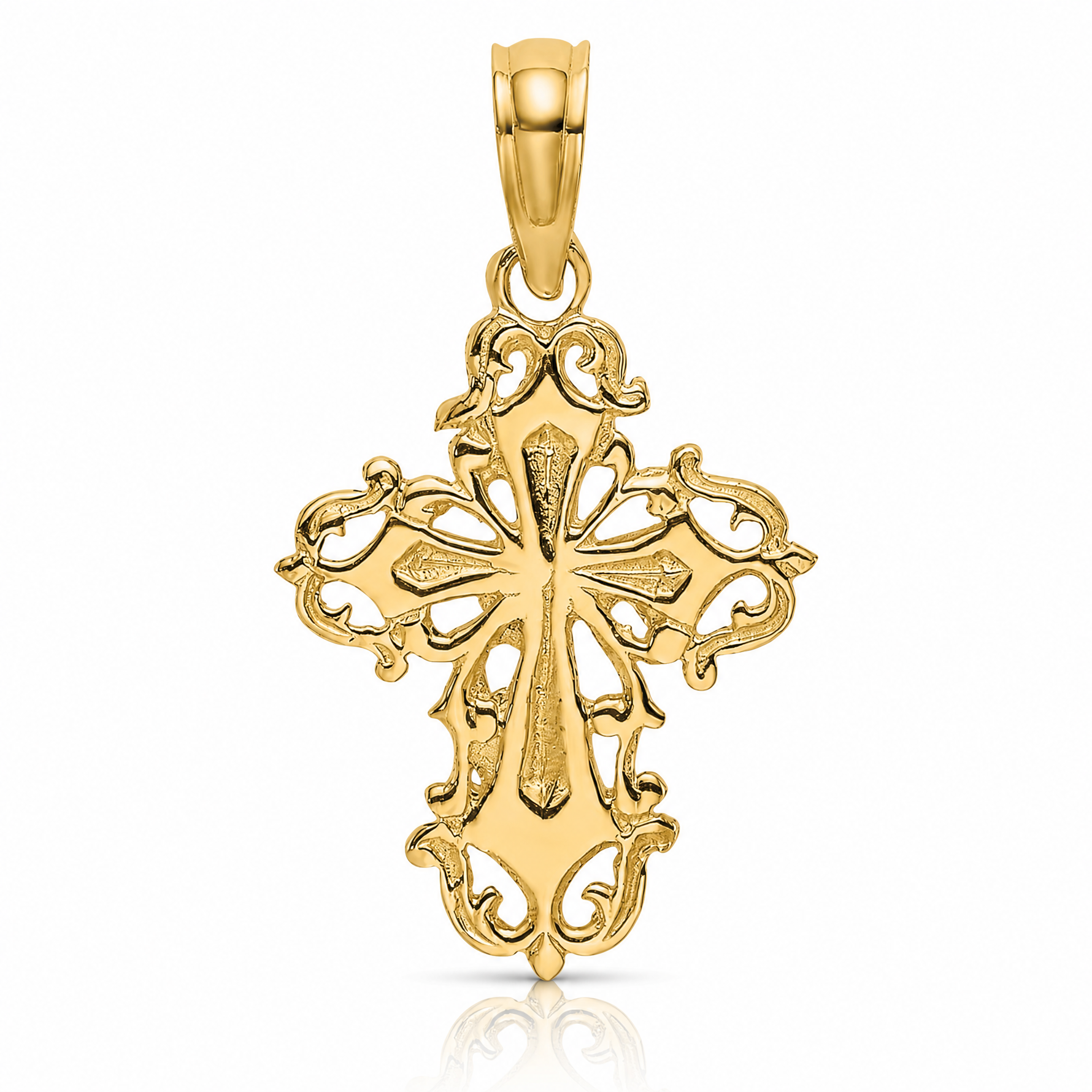 14K Cut-Out Delicate Cross Charm - Lifestyle View