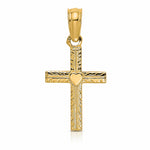 14K Polished Mini Cross w/ Heart Charm - Lifestyle View