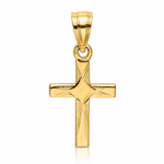 14K Diamond Shape Center Mini Cross Charm - Lifestyle View