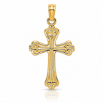 14K Polished Engraved Cross Charm - Lifestyle View